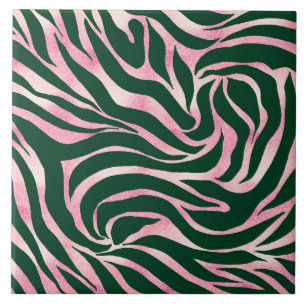Carreau Elégant Rose vert Parties scintillant or Zebra
