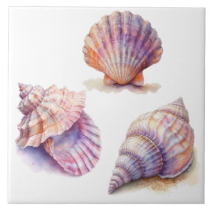 Carreau Elégant Tropical Beach Seashells Pearls Nautique