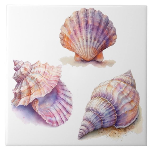 Carreau Elégant Tropical Beach Seashells Pearls Nautique (Devant)