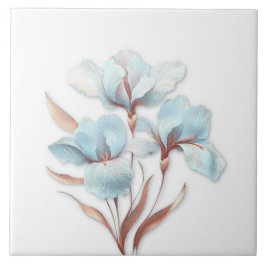Carreau Elegant Turquoise Rose Gold Stylized Lilies