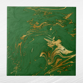 Carreau Élégant Vert Gold Faux Marbre Noël