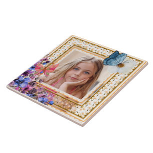 Carreau Elegant Vintage Gold Frame Mosaic Photo Keepsake T