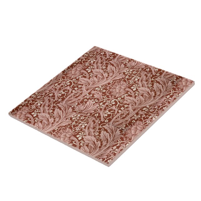 Carreau Elégant William Morris Floral Brown Motif blanc (Côté)