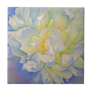 Carreau Elégante aquarelle fleurie de pivoine blanche