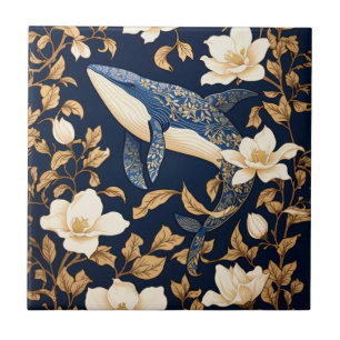 Carreau Elégante Baleine Bleue William Morris Inspiré Flor