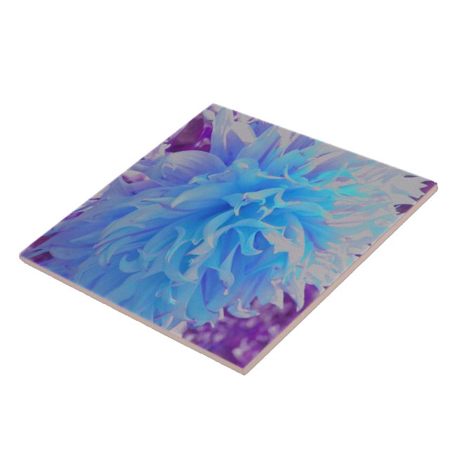 Carreau Elégante Dahlia Décorée Bleue (Côté)