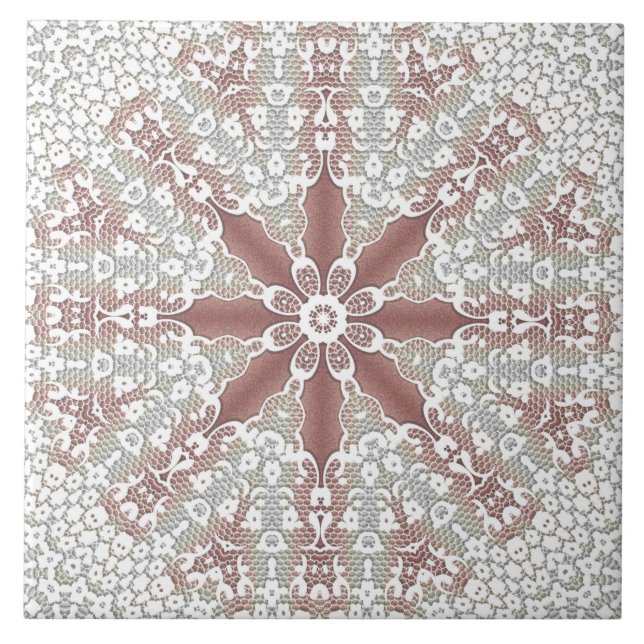 Carreau Elégante dentelle florale Carrelage en céramique (Devant)