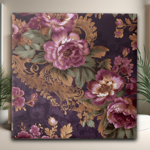 Carreau Élégante dentelle victorienne violet Roses
