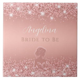 Carreau Élégante Douche de Mariée Luxe Rose Doré Scintilla