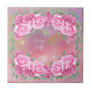 Carreau Elégante Féminine Romantique Roses Rose Arrangemen