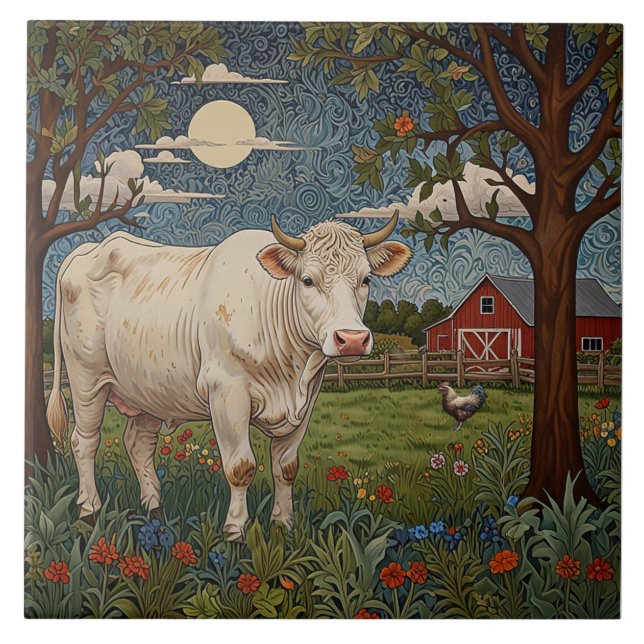 Carreau Élégante ferme de vache chic à la campagne (Devant)
