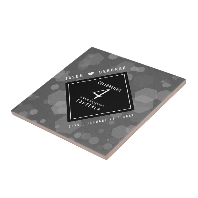 Carreau Élégante fête du 4e anniversaire du Mariage de lin (Côté)