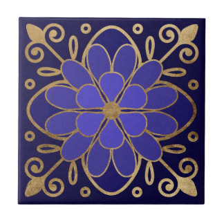 Carreau Elégante Fleur Bleue Azulejo