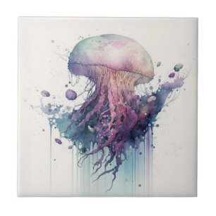 Carreau Elégante Jellyfish Aquarelle