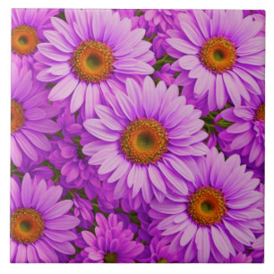 Carreau Élégante marguerite florale magenta rose foncé