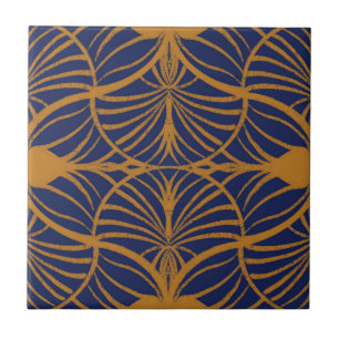 Carreau Elégante moutarde Art Déco & Saint Jacques Bleues 