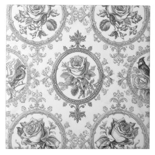 Carreau Élégante œuvre d'art monochrome noir et blanc Art