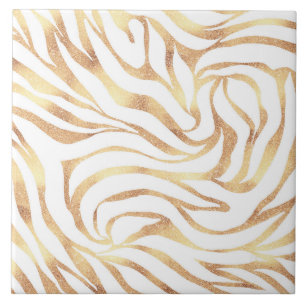 Carreau Elégante Parties scintillant d'or Zebra White Pos