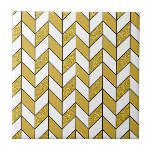 Carreau Elégante Parties scintillant or Herringbone Chevro