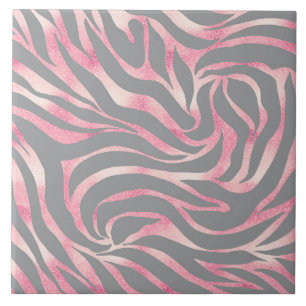 Carreau Elégante Parties scintillant Rose or Zebra Grey Po