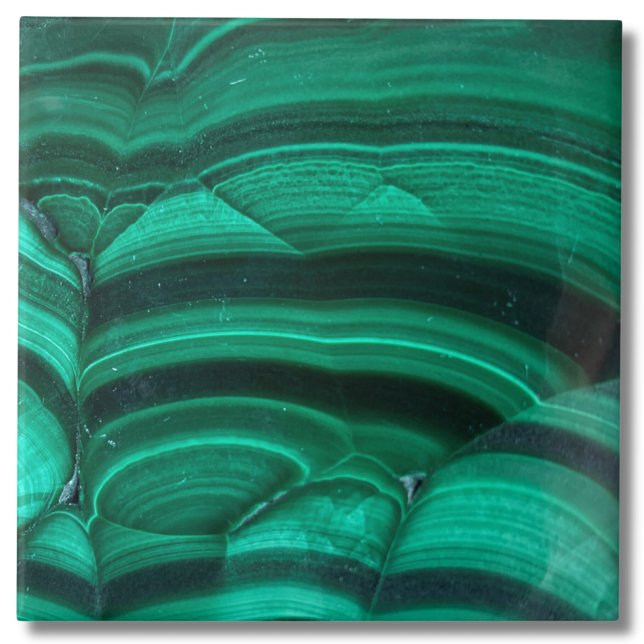 Carreau Elégante Pierre de cristal de malachite verte tend (Trendy Elegant Green Malachite Crystal Stone Ceramic Tile)