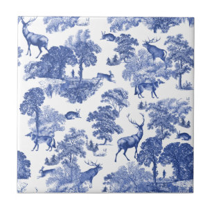 Carreau Elégante Toile de Cerf Bleu Vintage sans couture