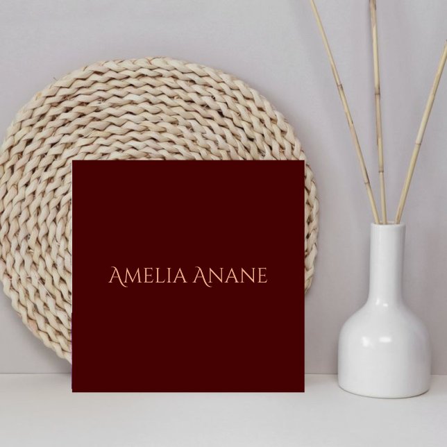 Carreau Élégante typographie rouge foncé et rose pâle (Créateur téléchargé)