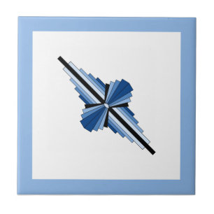 Carreau Éléments Art déco en bleu, marine et noir