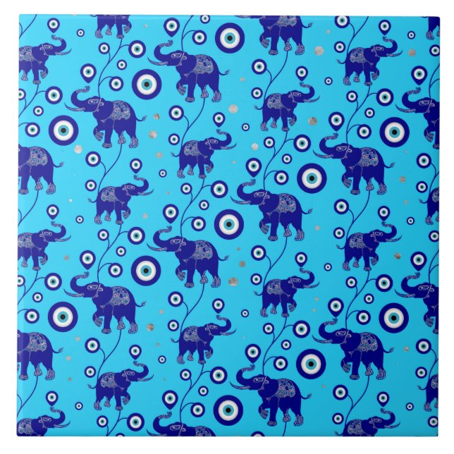 Carreau Eléphant de l'oeil du mal Bon motif de la chance (Devant)