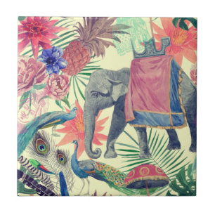 Carreau Eléphant Exotique Peacock Plutôt