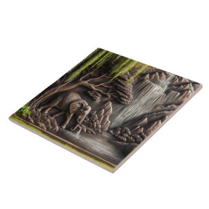 Carreau Eléphant majestueux par Cascade paisible