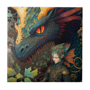 Carreau Elf Et Dragon Imaginaire Art