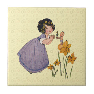 Carreau Elfe de jardin Jonquille Féerie Printemps Pâques