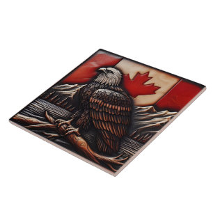 Carreau Emblème d'aigle sur le drapeau canadien avec les m