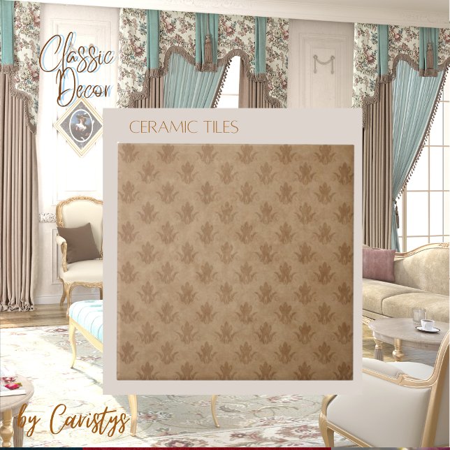 Carreau Emblème Orné Classique Taupe Brown Lin (Créateur téléchargé)