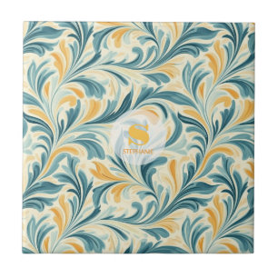 Carreau Emerald Green et Gold Paisley Motif