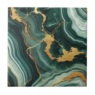 Carreau Emerald Green & Gold Marble Look Glam