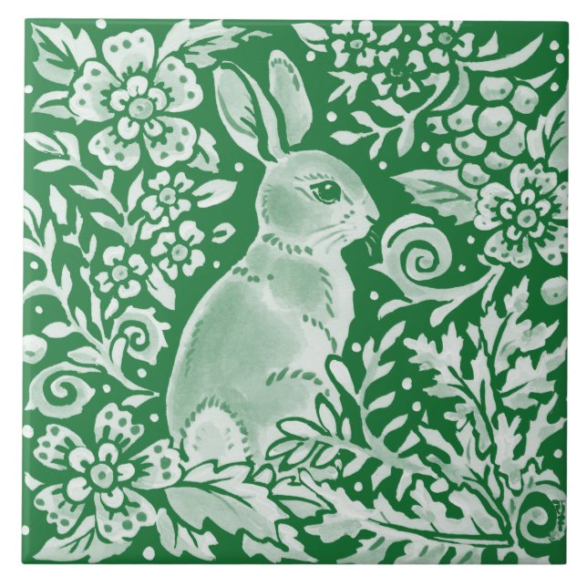 Carreau Émeraude Green Lapin Lapin Lapin De Bois Intricte (Devant)