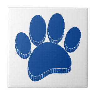 Carreau Empreinte de chien bleu, main tirée personnalisée