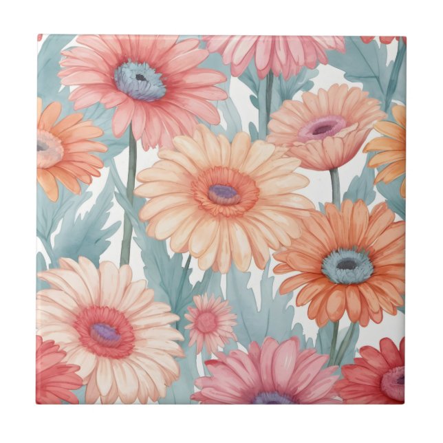 Carreau Empreinte de fleurs de germes roses (Devant)