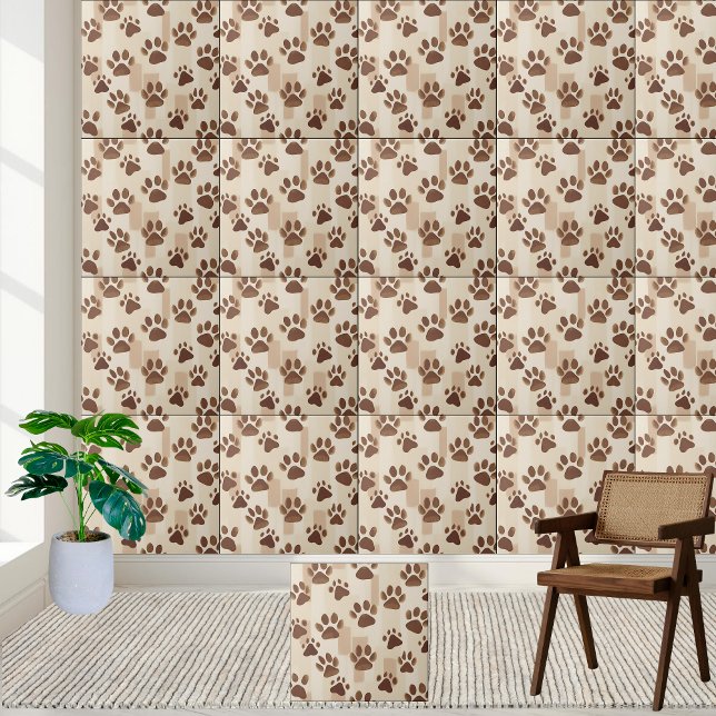 Carreau Empreinte de patte Brown (Brown Paw Print Tile)