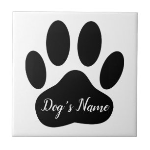 Carreau Empreinte de patte Chien Avec Nom Personnalisé Car
