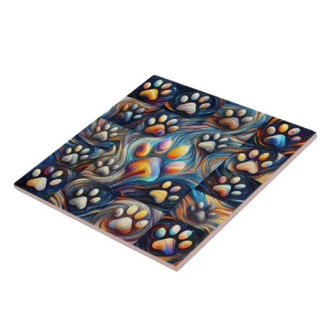 Carreau Empreinte de patte chien canin à couper le souffle (Côté)