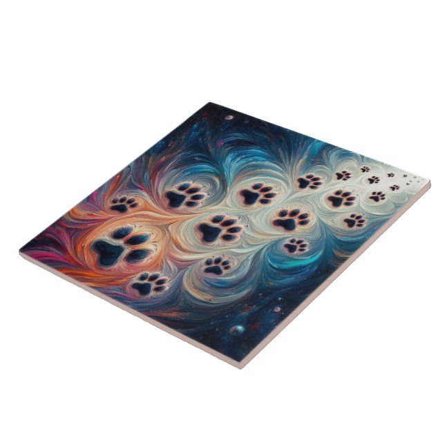 Carreau Empreinte de patte de canine de couleur énergétiqu (Côté)