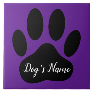 Carreau Empreinte de patte de chien avec nom personnalisé