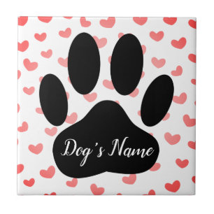 Carreau Empreinte de patte De Chien Avec Nom Personnalisé 