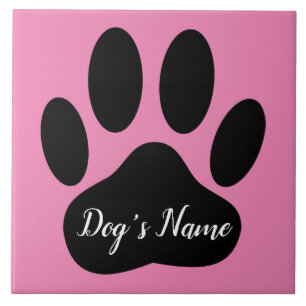 Carreau Empreinte de patte de chien avec nom personnalisé