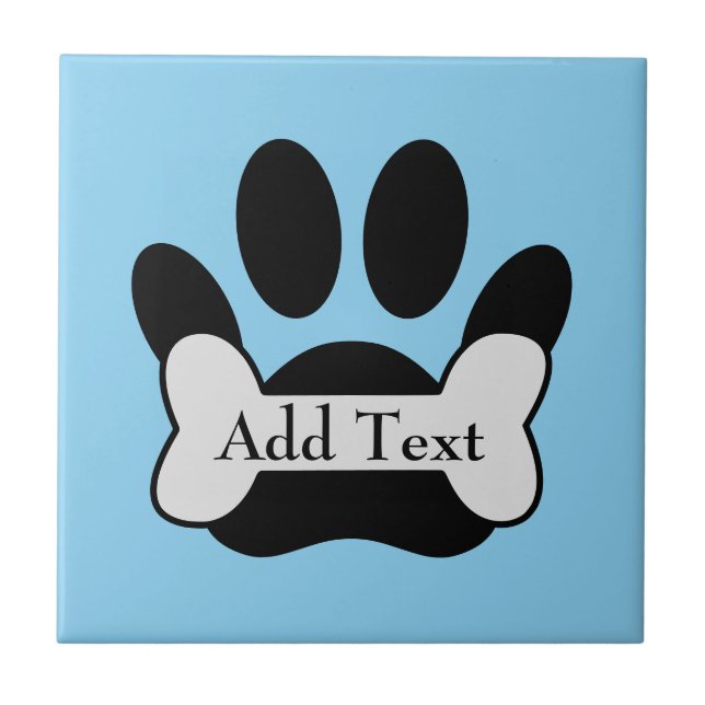 Carreau Empreinte de patte De Chien Et Os Sur Bébé Bleu (Devant)