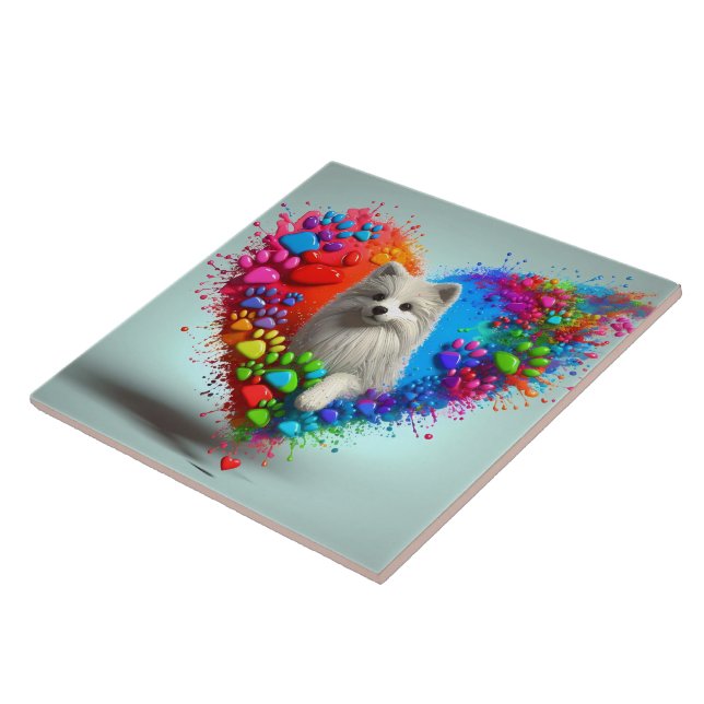 Carreau Empreinte de patte de chien joueuse (Côté)