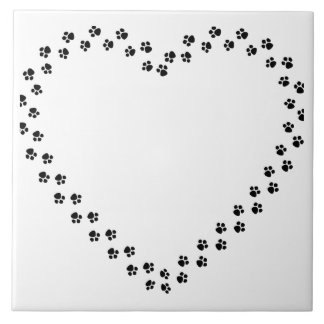 Carreau Empreintes de pattes dans un coeur
